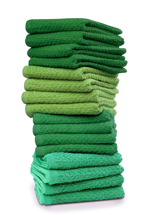 Tukasa Linens 16 Pack Cotton Washcloths for Body and Face, 12x12 Inches, Multipurpose and Lightweight Wash Clothes for Face. Highly Absorbent - Travel and Bath Towel (Green Family)