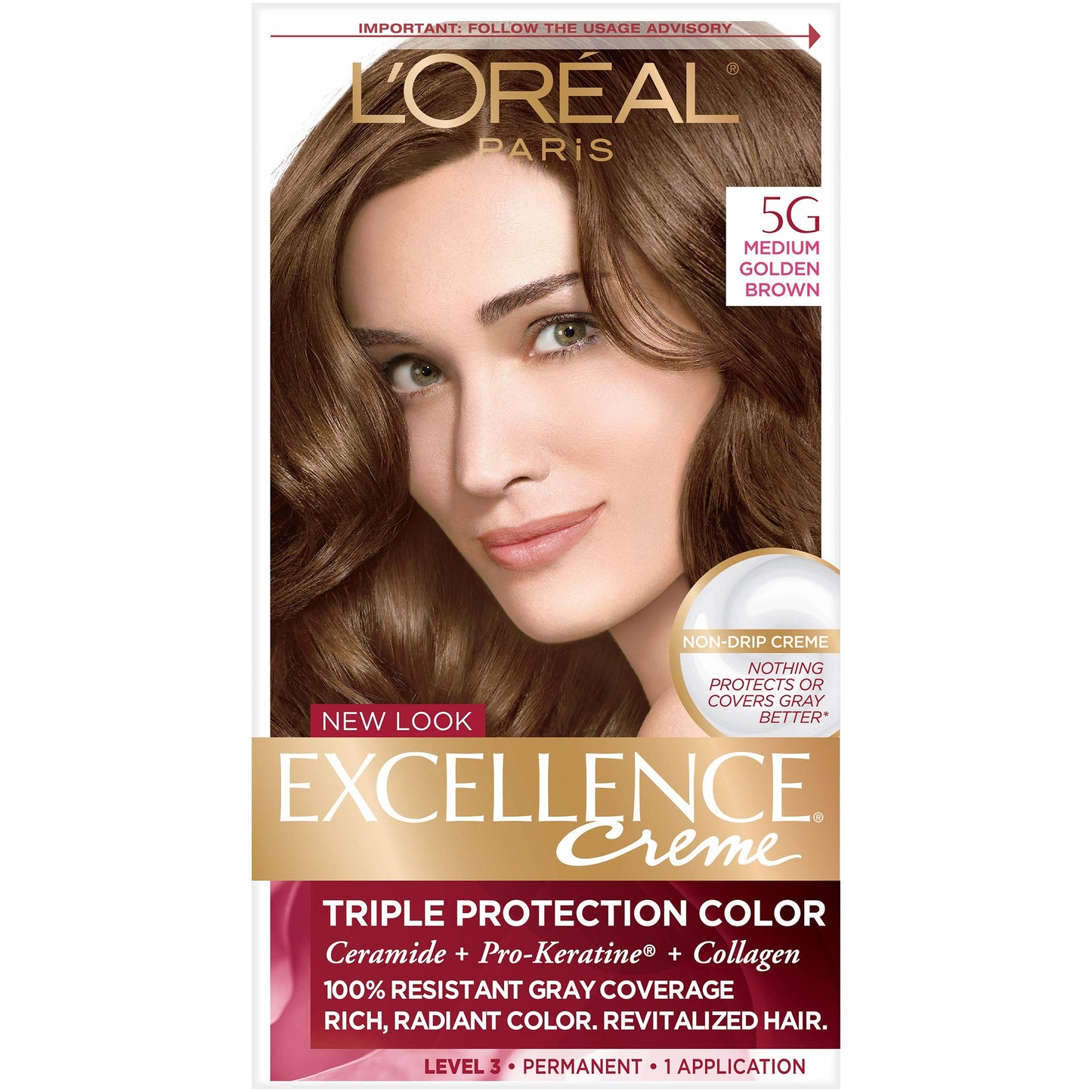 L'Oreal Paris Excellence Creme Haircolor, Medium Golden Brown [5G] 1 ea (Pack of 2)