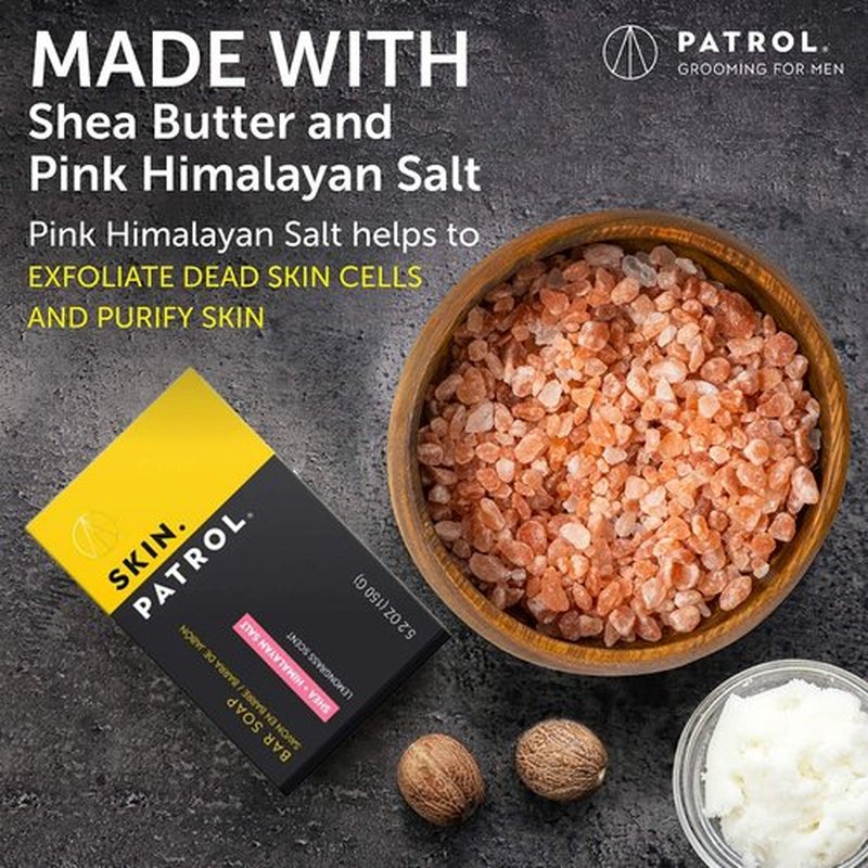 Skin Patrol Shea Butter & Himalayan Salt Bar Soap - Sulfate-Free, Paraben-Free, 5.2 Ounce / 150g - Pack of 3