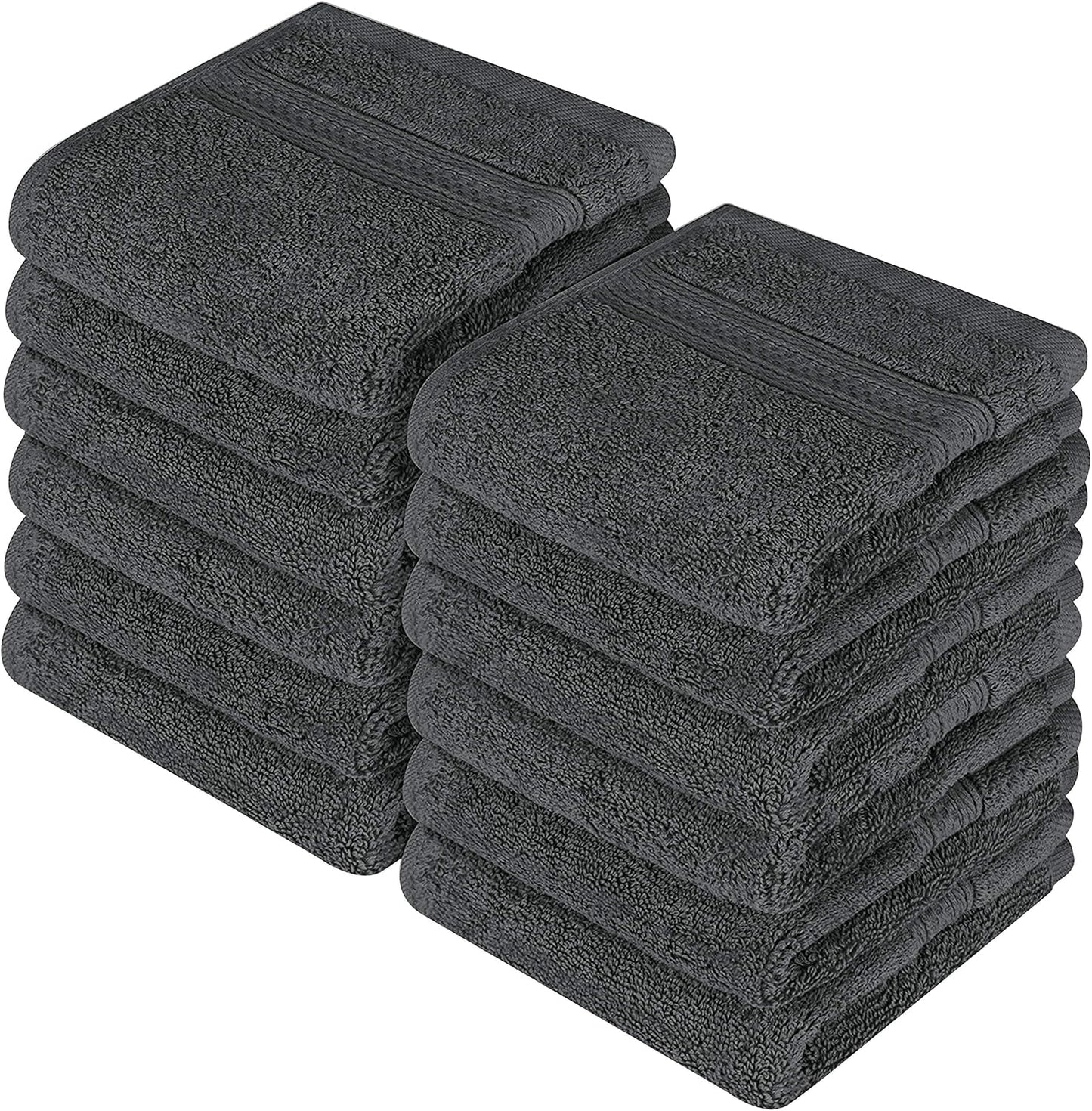 Premium 12-Pack Cotton Wash Cloths - Highly Absorbent & Soft 12x12 for Bathroom, Spa, Gym - Plum
