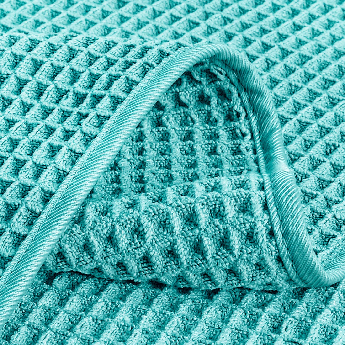 POLYTE 430 GSM Microfiber Lint Free Washcloth Face Towel, 13 x 13 in, 4 Pack (Waffle Weave)