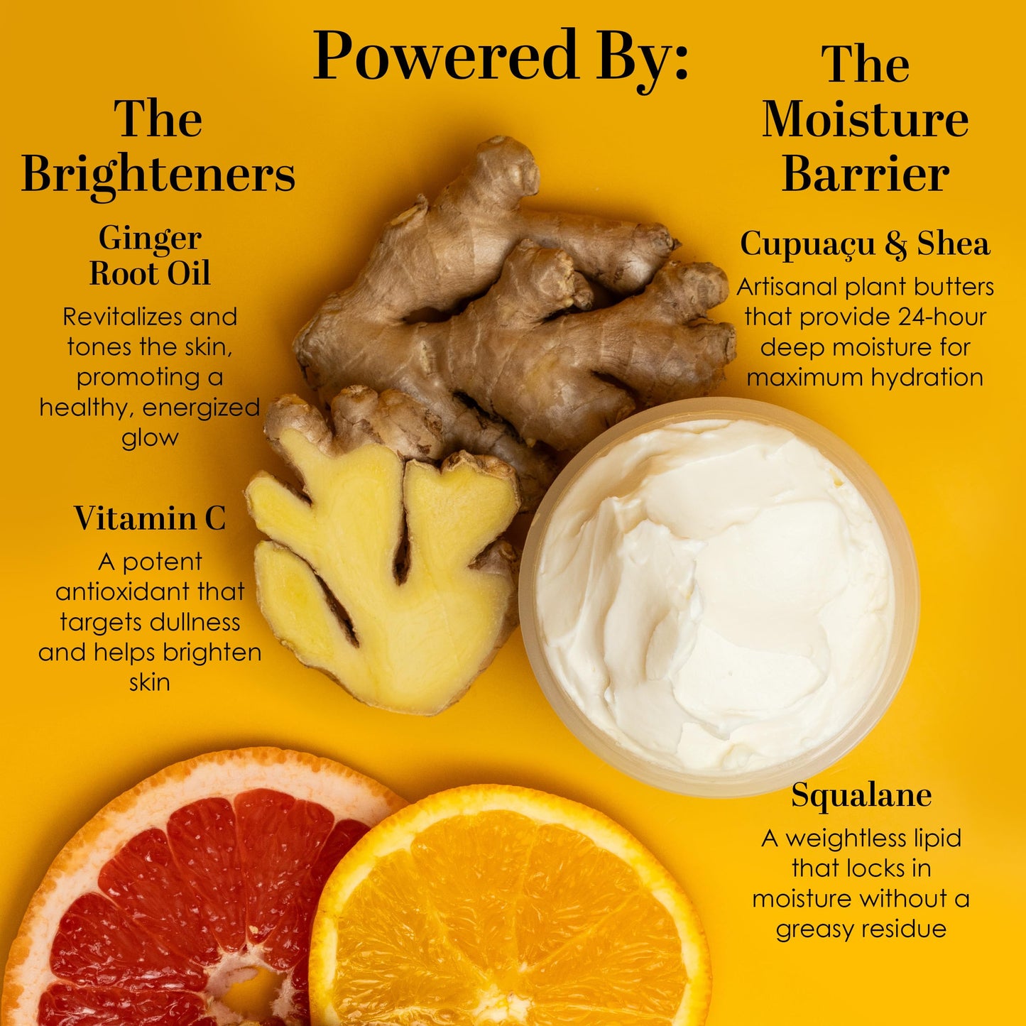 Vitamin C Lotion for Body - Ginger Brightening Cream with Shea Butter, Cupuacu Butter & Squalane - For Dull, Dry Skin - Naturally Scented with Essential Oils, No Synthetic Fragrance