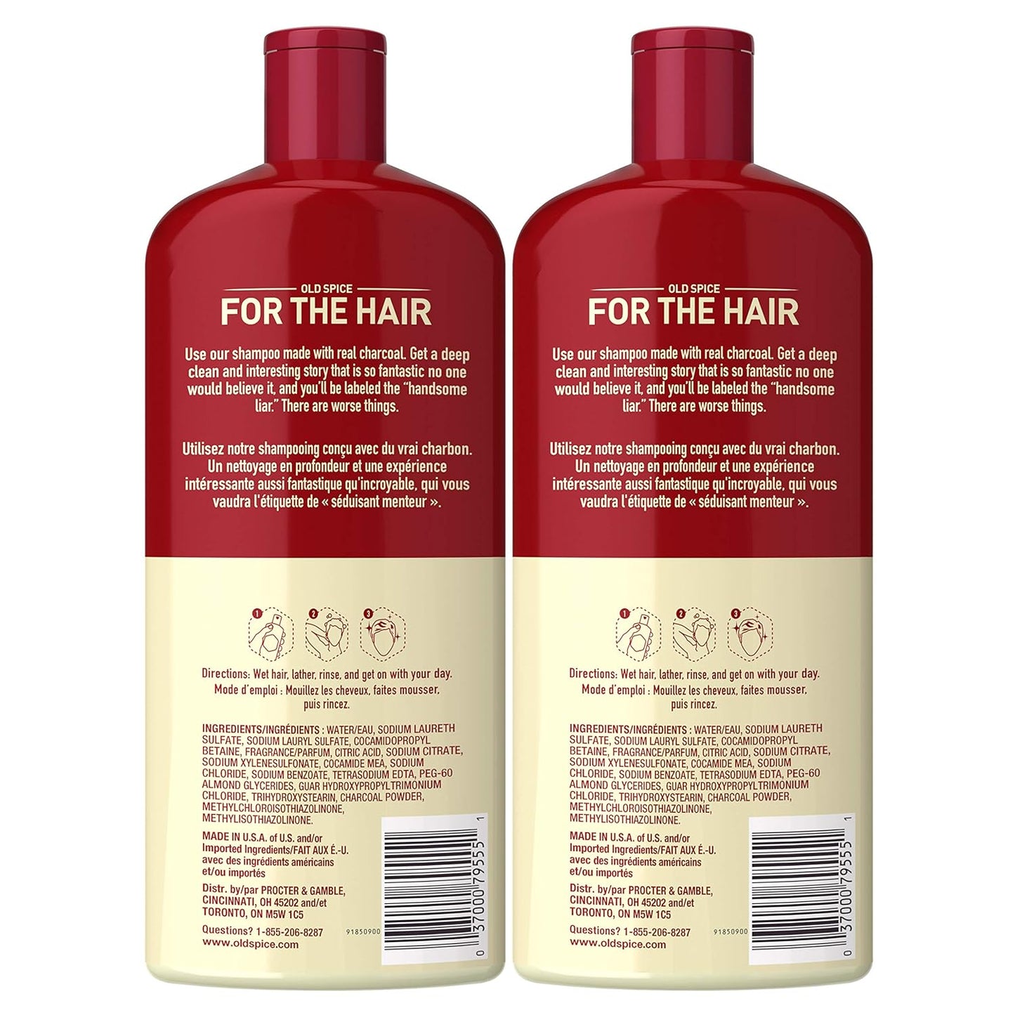 Old Spice Charcoal Shampoo for Men, 21.9 Oz Each, Twin Pack