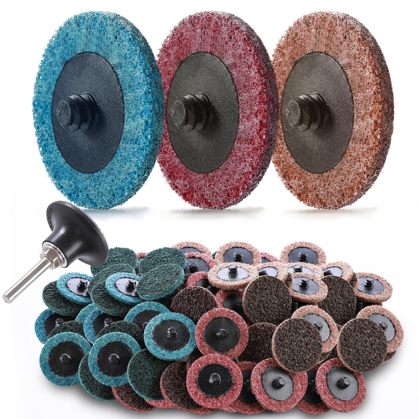 Jeimier 36PCS Premium Quick Change Surface Conditioning Discs, 2-Inch 3 Grit Nylon Non-Woven Disc, 1/4 Inch Roll Lock Holder for Die Grinder, Surface Striping, Grinding, Polishing, Fast Finishing