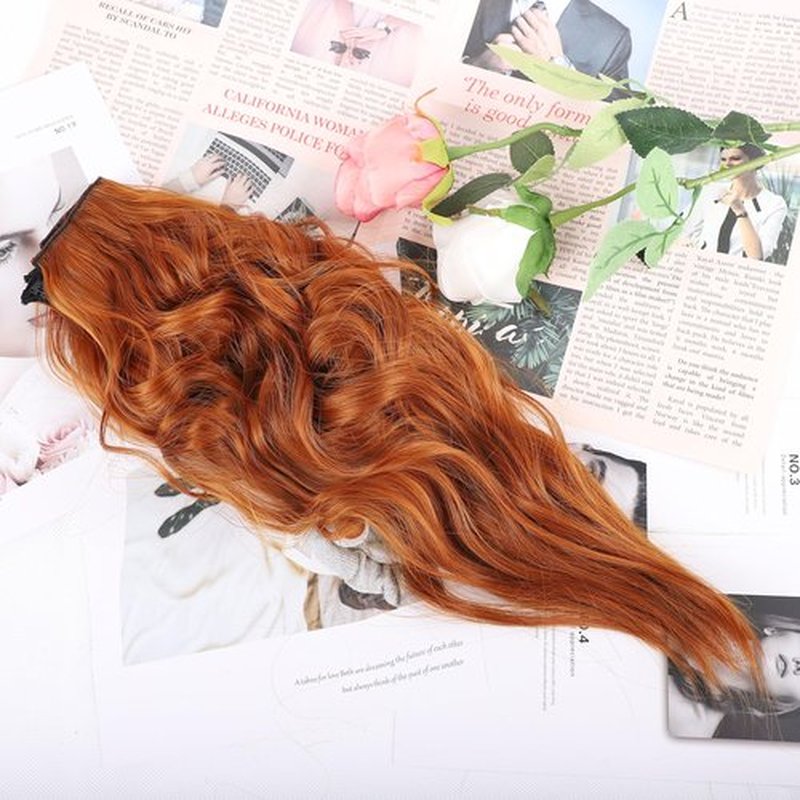 Copper Red Curly Clip In Hair Extensions for Women Synthetic Clip in Long Wavy clip Hair Extension 20 Inch Double Weft 4pc Hairpieces Full Head For Women (20INCH, 30c)