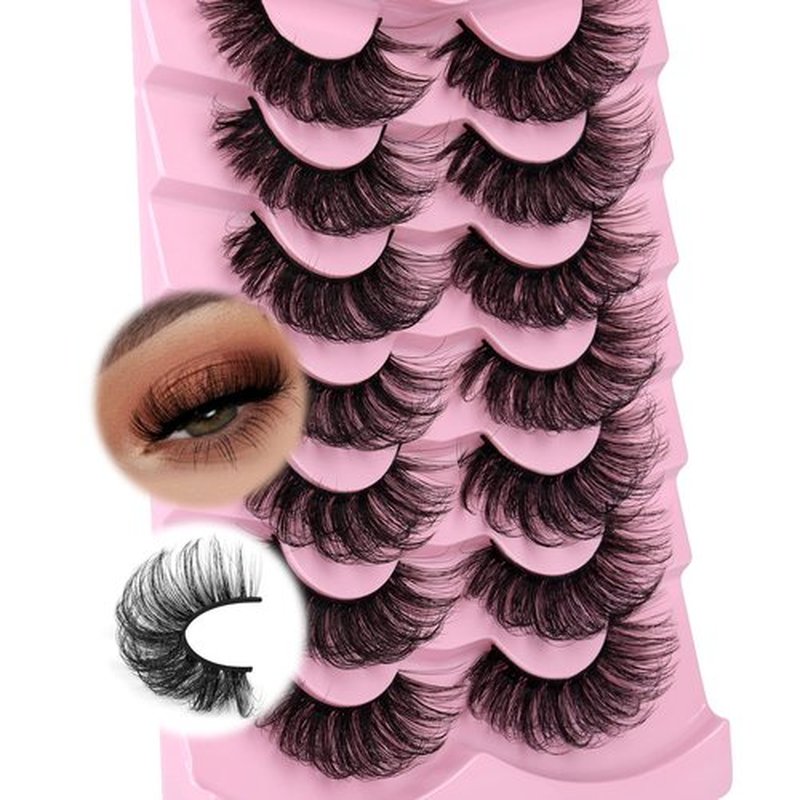 JIMIRE Lashes Mink Fluffy Dramatic Wispy False Eyelashes 20MM 6D Volume Crossed Strip D Curl Eye Pestañas Thick Soft Fake 7 Pairs Pack