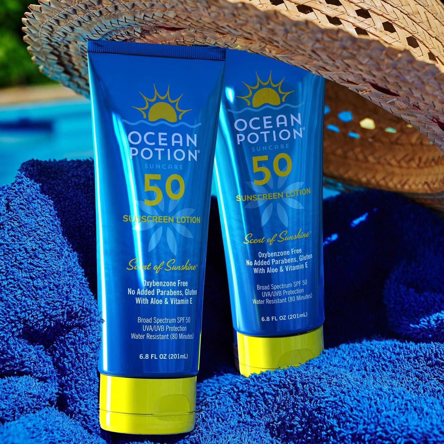 Ocean Potion SPF 50 Sunscreen Body Lotion, Broad Spectrum UVA/UVB Sun Protection with Aloe and Vitamin E, Water-Resistant Non-Greasy Sunscreen, 6.8 oz