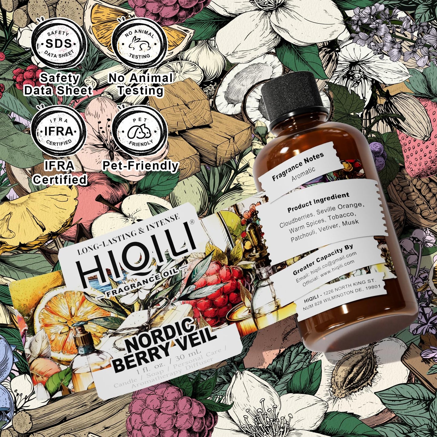 HIQILI Nordic Berry Veil Fragrance Oil for Home Diffuser, Candle & Soap