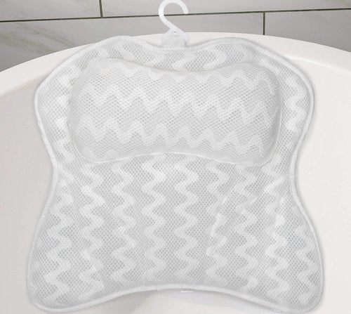 Bath Pillow, Bathtub Pillow Back Neck Support Pillow Spa Cushion for Tub, Relaxing Headrest Bath Pillow, Portable Washable Bathtub Accessories with 3D Air Mesh Thick Soft Bath Pillow