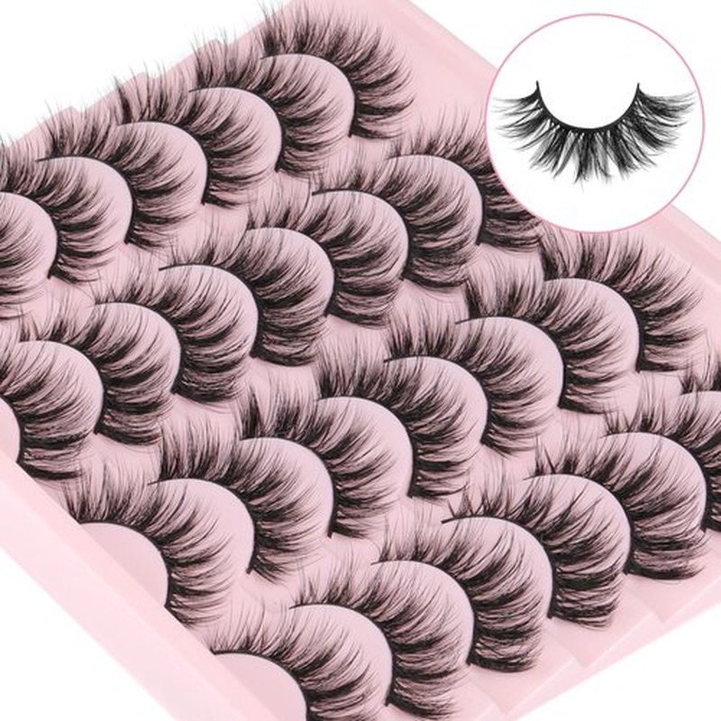 Newcally Eyelashes False Lashes Wispy Fluffy Eyelashes Mink Natural Look 3D Volume Fake Eye Lashes Pack Cat Eye Strip Reusable Faux Mink Eyelash 14 Pairs