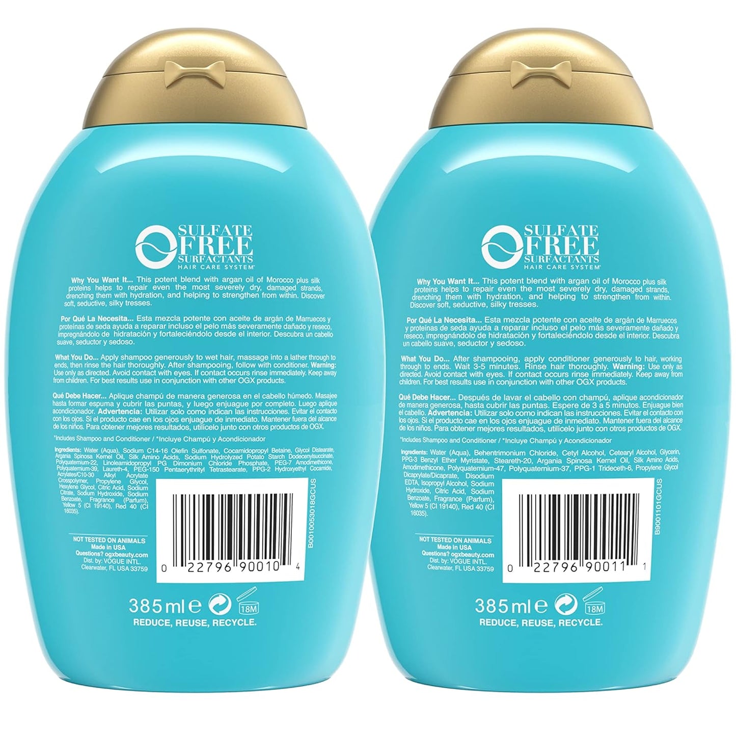 OGX Argan Oil Shampoo & Conditioner Set - Extra Strength Hydrate & Repair, 13 Fl Oz (2 Pack)