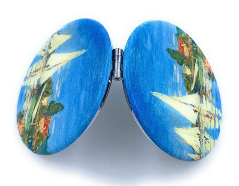 Aeisage Small Compact Mirror for Men Small Bag Mirror Lightweight Portable Mirror Hand Mirror Claude Monet Sea Argenteuil Birthday Gift for Friend