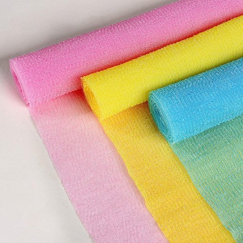 ARCH&M Exfoliating Washcloth Exfoliating Body Scrubber Back Scrubber for Shower Japanese Bath Wash Cloth Korean Exfoliating Luffah Towel Beauty Washcloth Sponge Loofah Body Scrub 3 Pack (Pink x 3)