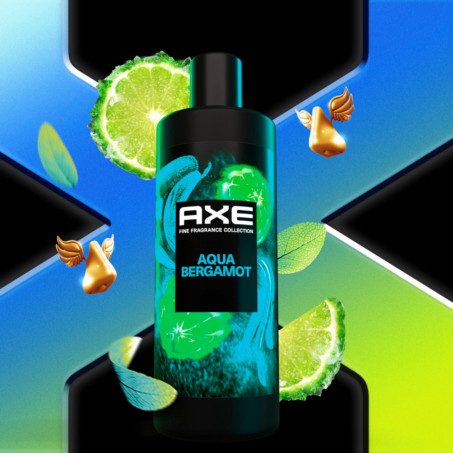 AXE Fine Fragrance Collection Body Wash For Men Aqua Bergamot 12h Refreshing Scent Shower Gel Infused with Bergamot, Sage, and Juniper Essential Oils 18 oz