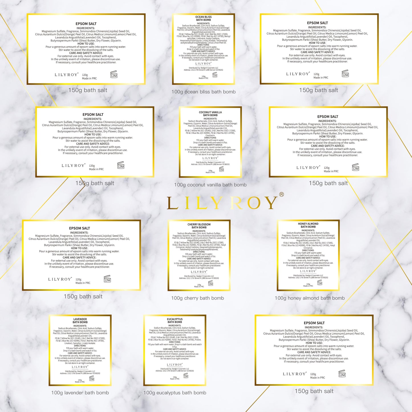 Christmas Gifts for Mom - Luxury 9-Piece Floral Epsom Salt Gift Set for Women with 6 x 120g Epsom Salt, Bath & Body Gift Set in Elegant Box | Perfect Mothers Day, Birthday Gifts for Her & Him