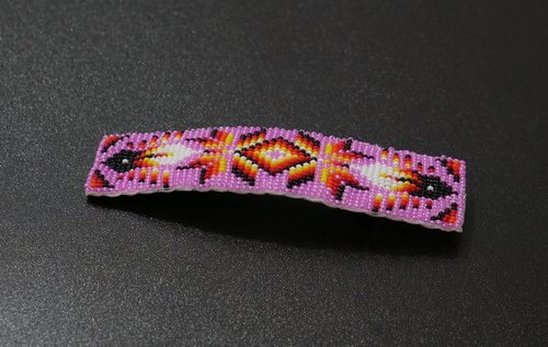 Beaded Hair Clips Native American Style Handmade Collection (Pink)