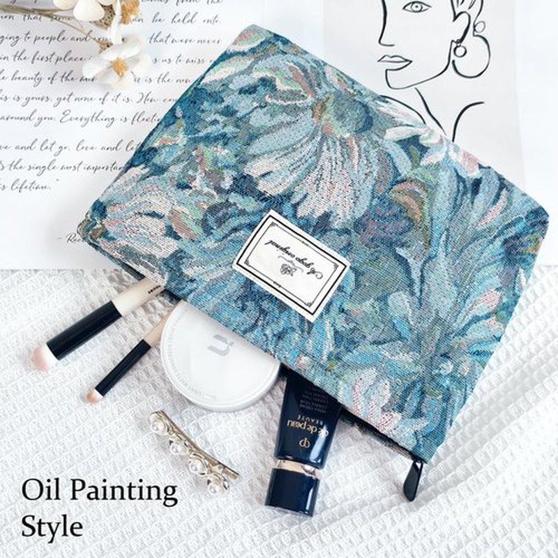 STARDW Floral Cosmetic Bags Makeup Bags for Women,Travel Makeup Bag Large Aesthetic Makeup Bag,Makeup Organizer Bag Zipper Pouch(Oil Painting Style)