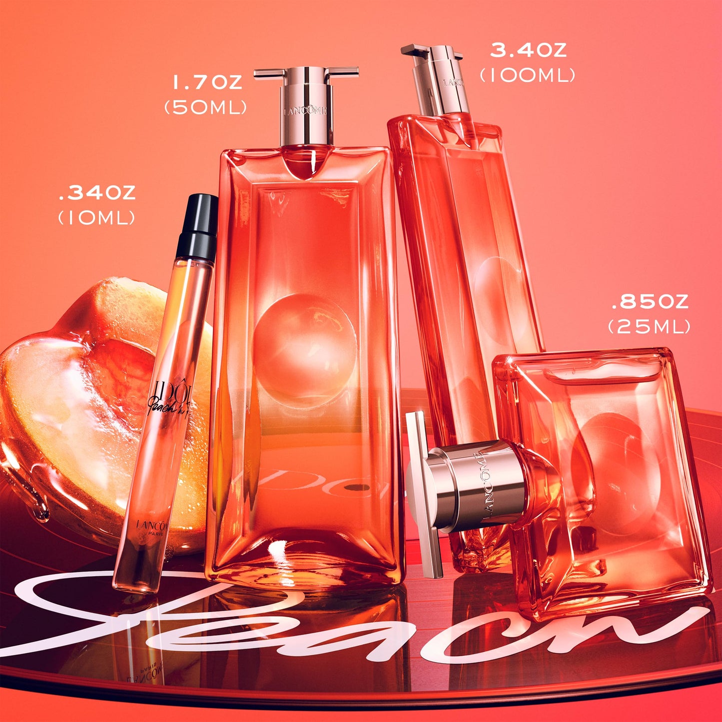 Lancôme Idôle Peach ‘N Roses Eau de Parfum, 3.4 fl oz – Juicy Peach, Sparkling Red Berries & Velvety Rose, Fruity Floral Perfume, Everyday Scent