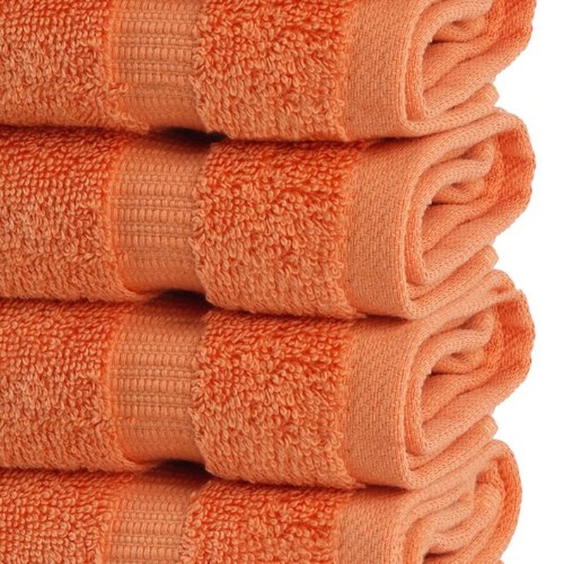 Chakir Turkish Linens | Hotel & Spa Quality 100% Cotton Premium Turkish Towels | Soft & Absorbent (4-Piece Washcloths, Coral)