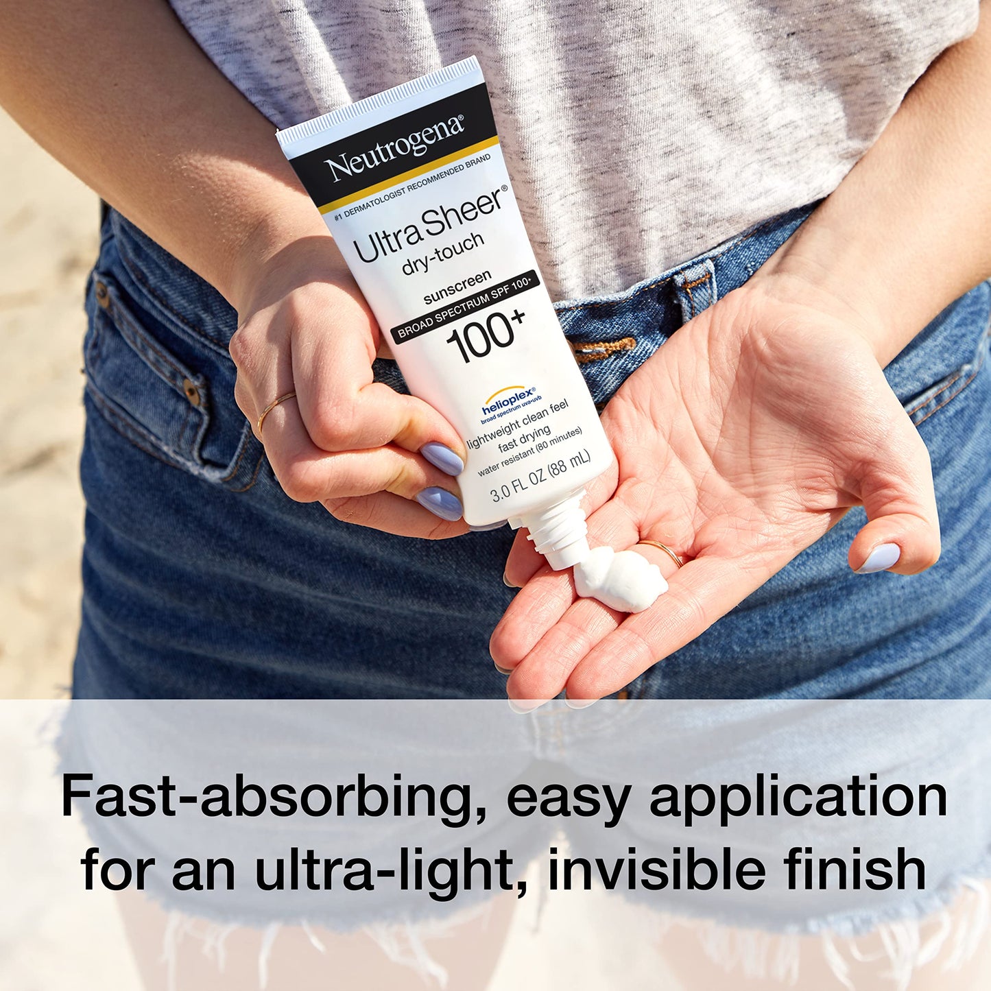 Neutrogena Ultra Sheer Dry-Touch Water Resistant and Non-Greasy Sunscreen Lotion with Broad Spectrum SPF 100+, 3 Fl Oz (Pack of 1)