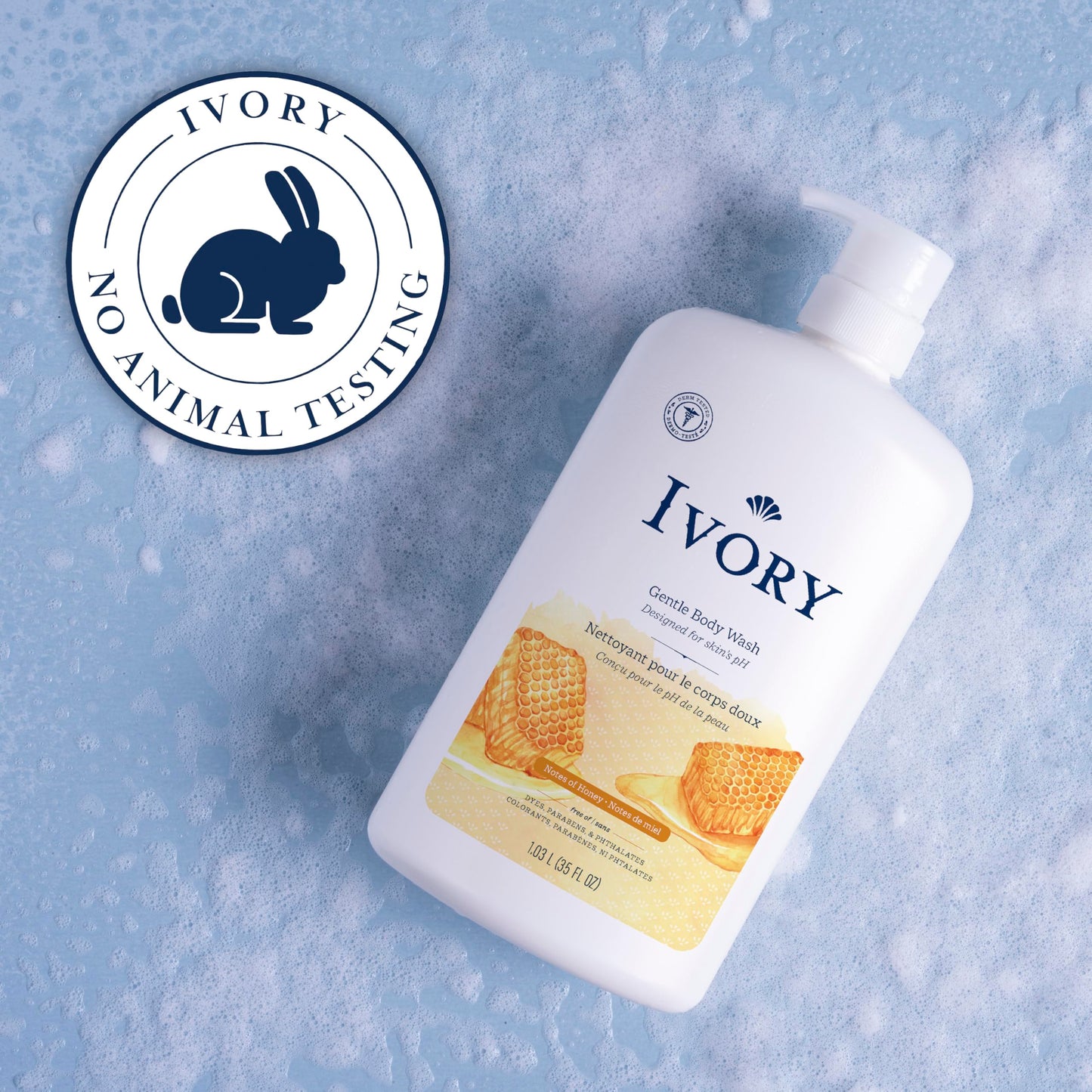 Ivory Body Wash Gentle, Free of dyes, parabens, and phthalates, Honey Scent, 35 oz (Pack of 4)