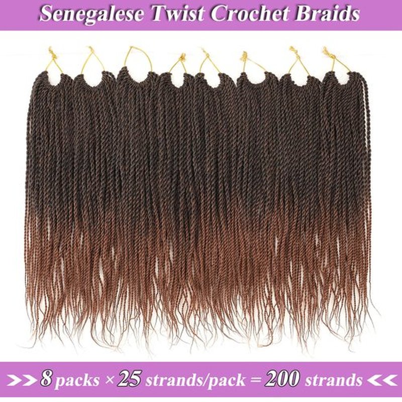 ZRQ 8 Packs Senegalese Twist Crochet Hair 12 Inch Black Pre Looped Short Crochet Braids, Pre Twisted Small Havana Twist, Synthetic Braiding Hair for Women Girl Kids
