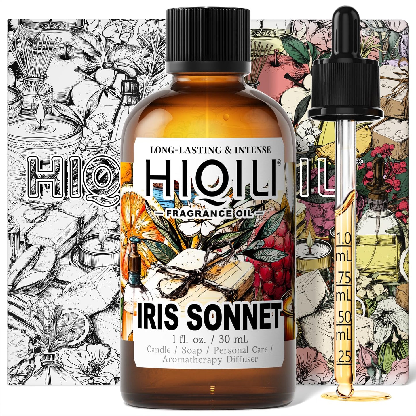 HIQILI Iris Sonnet Fragrance Oil, Premium Concentrated Scent for Home Diffuser, Perfume Balm Making, Linen Spray - 1 Fl Oz
