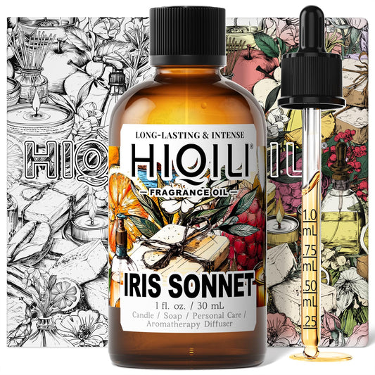 HIQILI Iris Sonnet Fragrance Oil, Premium Concentrated Scent for Home Diffuser, Perfume Balm Making, Linen Spray - 1 Fl Oz