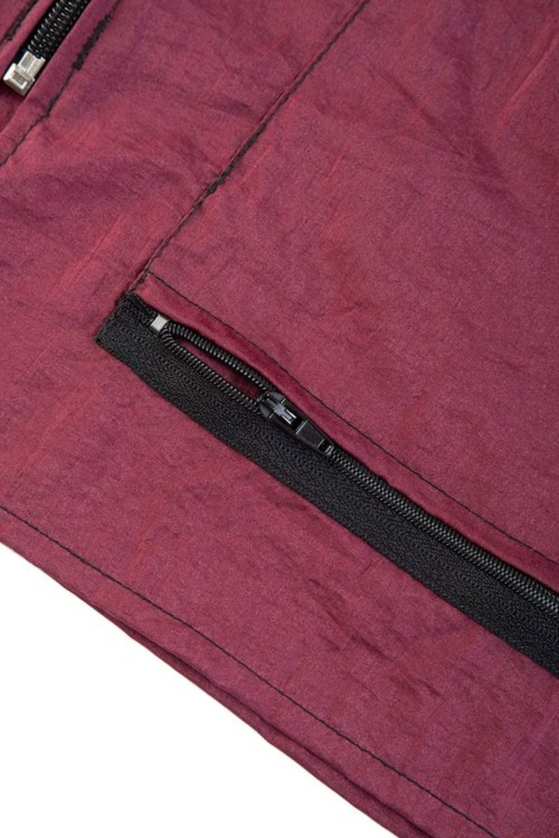 Betty Dain Premier Barber Jacket, Soft, Lightweight, Water Resistant Nylon Repels Hair, Zippered Front, Two Angled Lower Pockets with Zippered Bottoms, Angled Chest Pocket, Burgundy, L