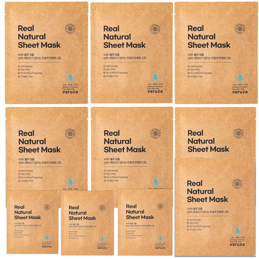 Real Natural Sheet Mask - EWG Verified Vegan Face Mask for Hydration | 10 Pack, Blue Ampoule