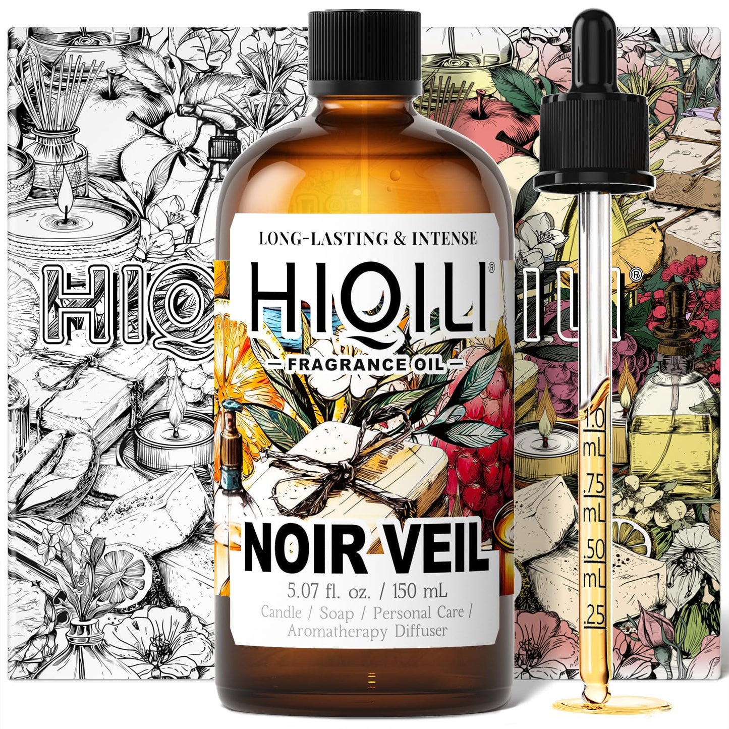 HIQILI Noir Veil Fragrance Oil for Candle Making & Diffuser - 5.07 Fl Oz
