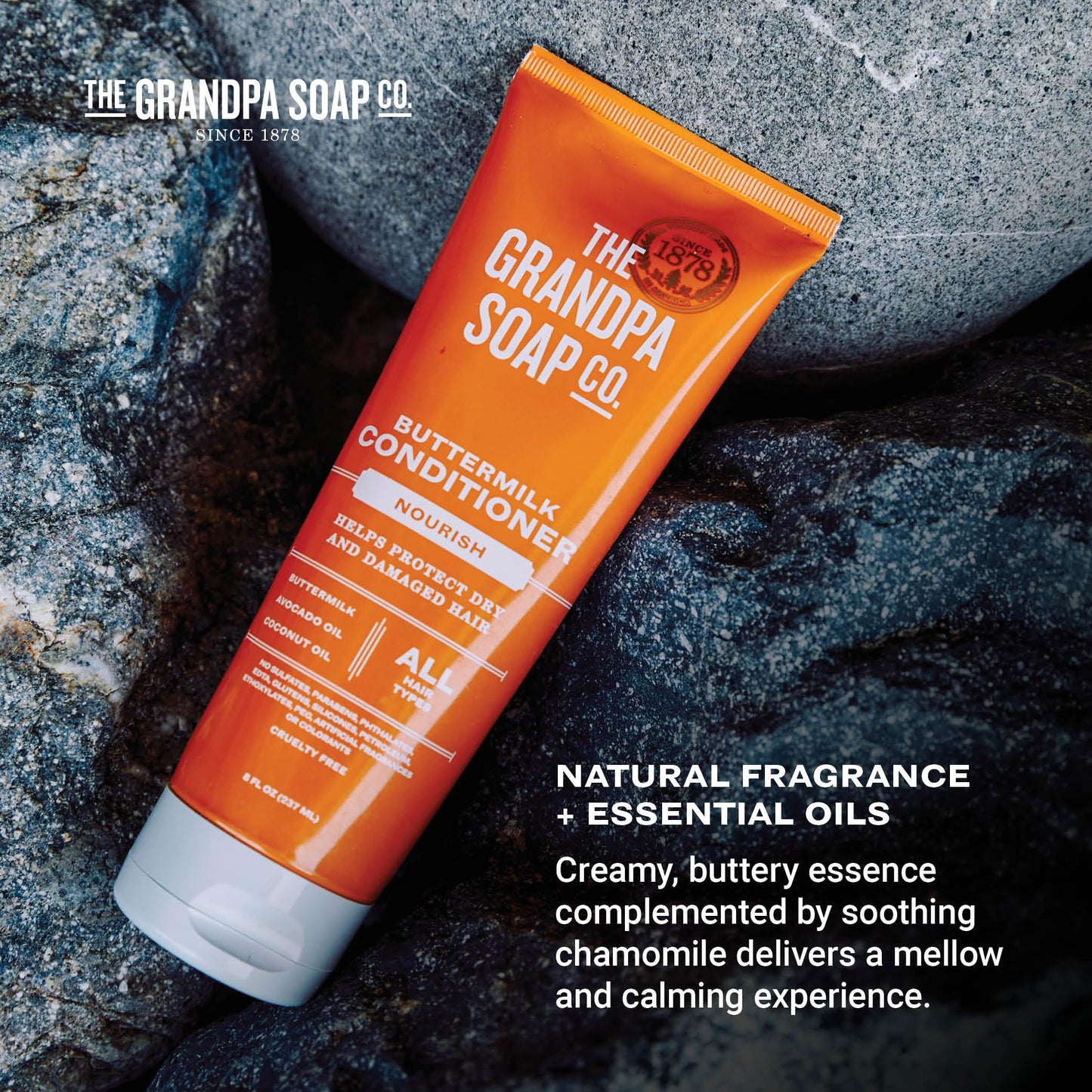 The Grandpa Soap Company Buttermilk Conditioner - Nourishing Formula to Help Strengthen and Hydrate Hair, With Coconut Oil & Silk Protein, Sulfates and Parabens Free, 8 Fl Oz