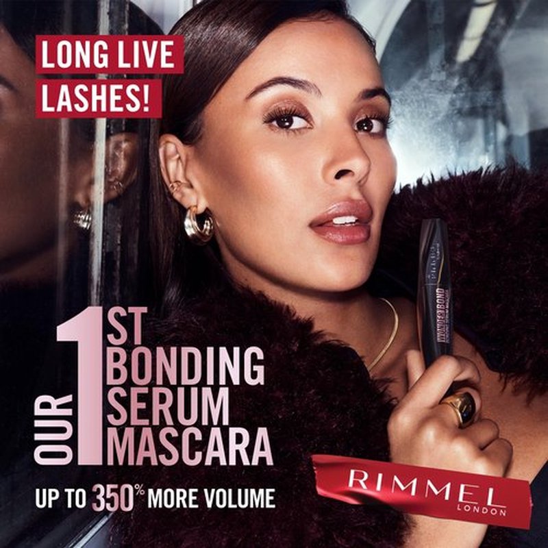 Rimmel Wonder'Bond, 002 Black Brown, Mascara, Bonding Serum Mascara, Volumizing Mascara, Instantly Revitalized Lashes, With Biotin Bonding Complex, Smudge Proof, No Clumps, 0.39oz