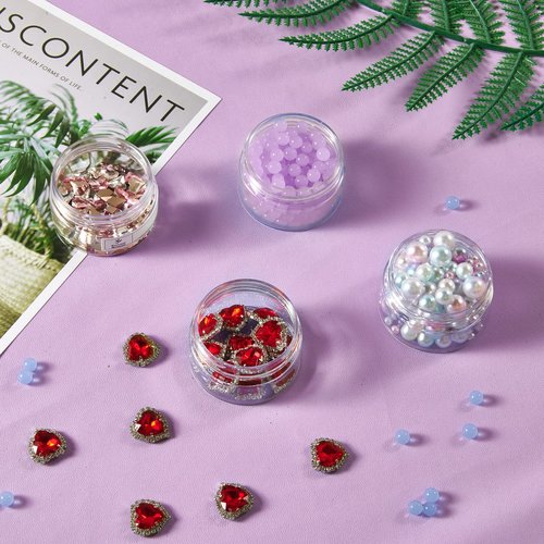 50 Pack 1 OZ Plastic Jars Round Clear Cosmetic Container Jars with Lids, Eternal Moment Plastic Slime Jars for Lotion, Cream, Ointments, Makeup, Eye shadow, Rhinestone, Samples, Pot, Travel Storage