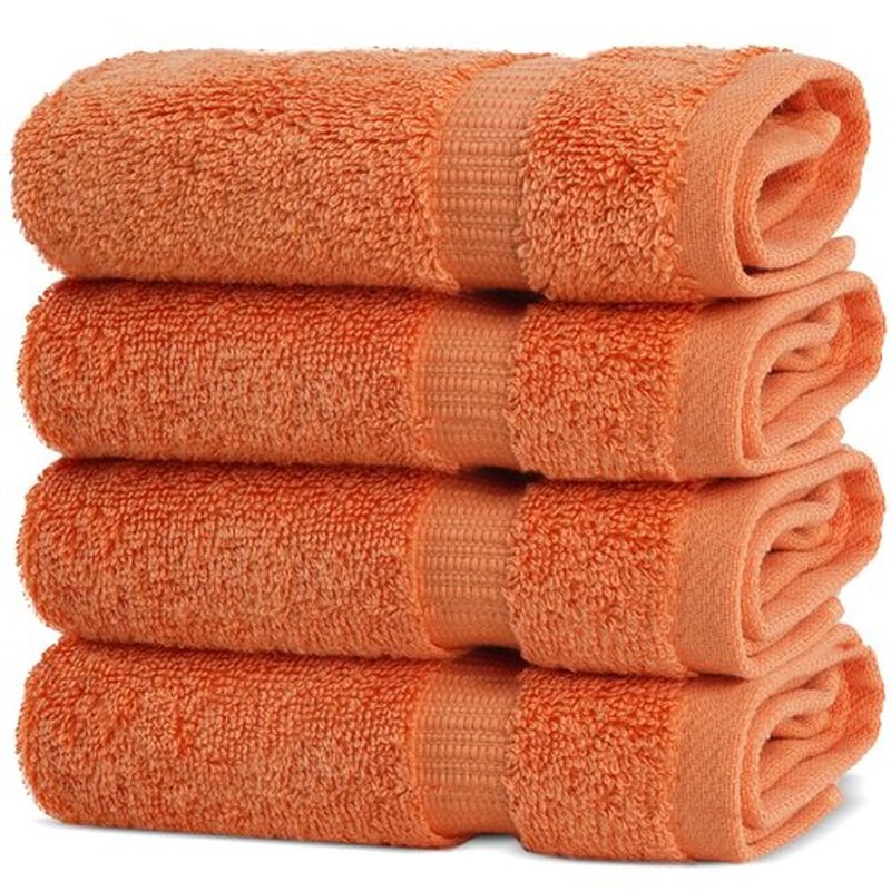 Chakir Turkish Linens | Hotel & Spa Quality 100% Cotton Premium Turkish Towels | Soft & Absorbent (4-Piece Washcloths, Coral)