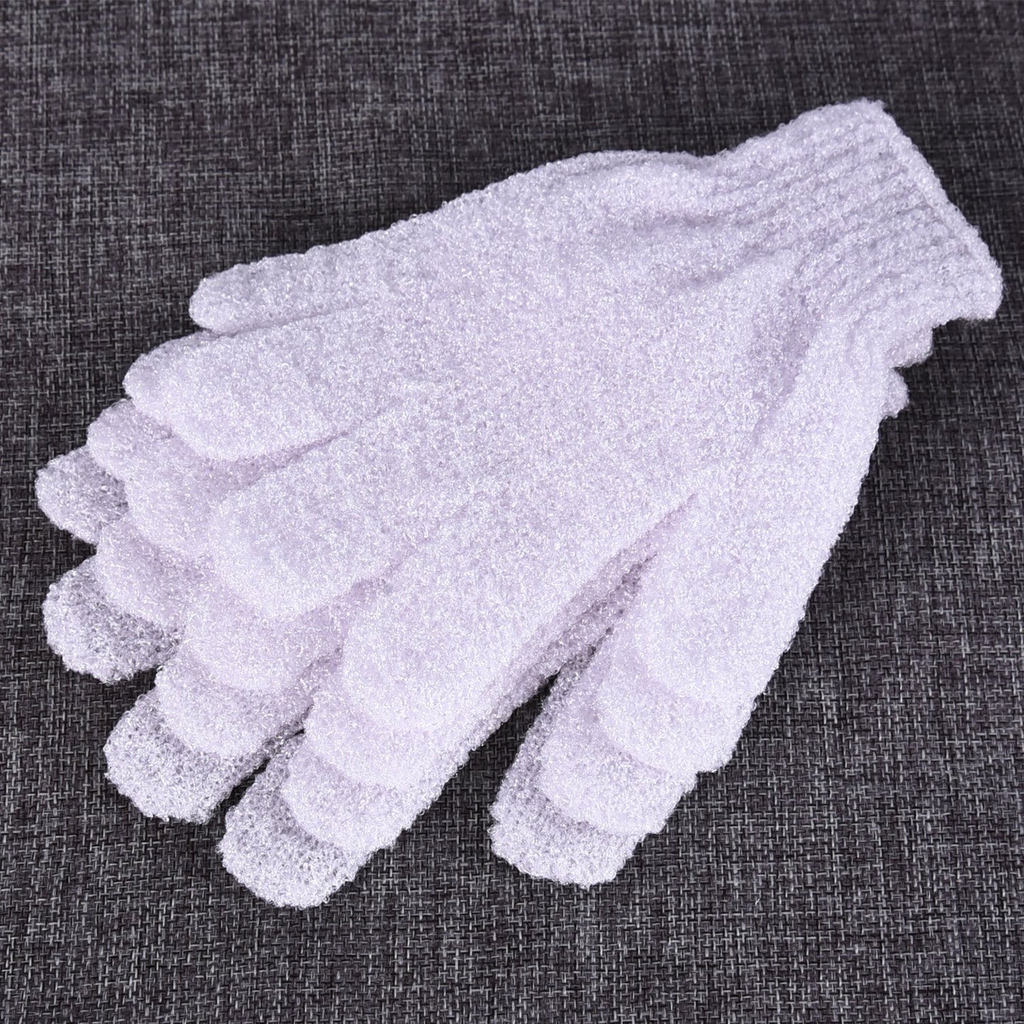 Hotop 4 Pairs Shower Gloves Scrubbing Gloves Dual-Sided Exfoliating Glove Body Bath Scrubs, White