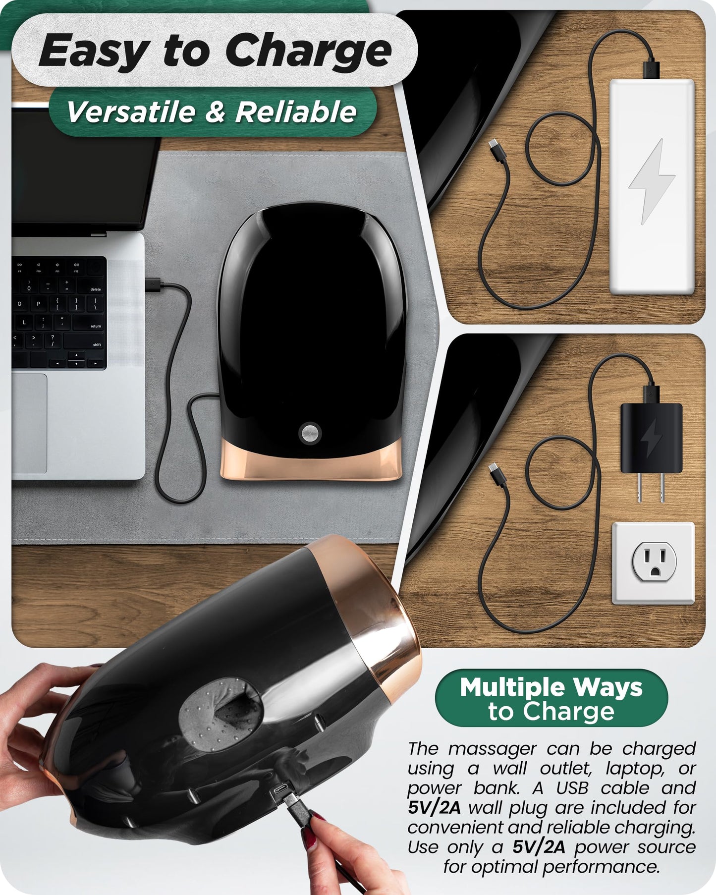 Lunix LX30 Rolling Hand Massager, Kneading + Compression, Heat + Cooling Fan, Finger & Wrist Pain Relief, Cordless Rechargeable, Charcoal Black