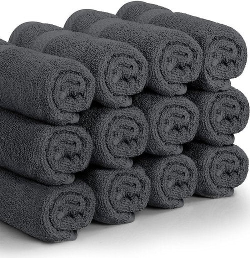Utopia Towels [12 Pack Premium Wash Cloths Set (12 x 12 Inches) 100% Cotton Ring Spun, Highly Absorbent and Soft Feel Essential Washcloths for Bathroom, Spa, Gym, and Face Towel (Grey)