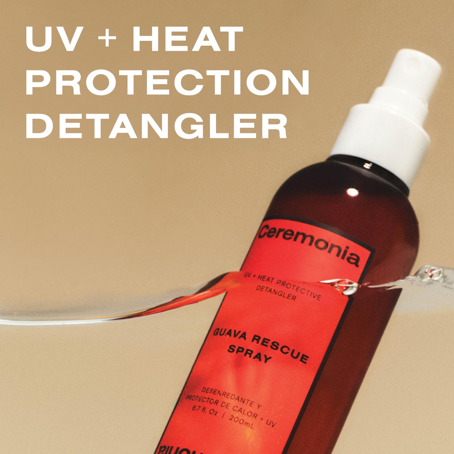 Ceremonia Guava Rescue Spray Superfruit Guava Detangler with UV & Heat Protection, 1.69 Fl. Oz. | 50 Ml.