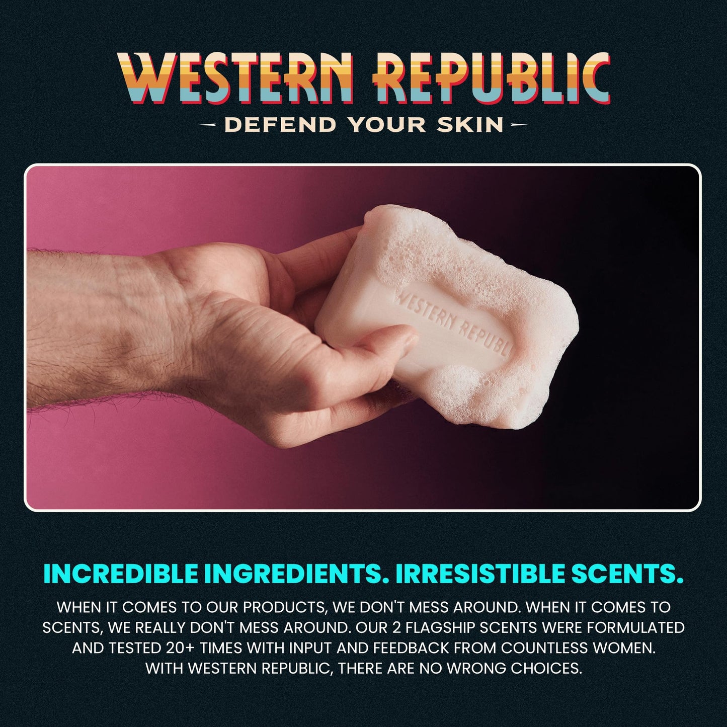 Western Republic - Tropic Rum & Nautical Sea Salt Bath & Body Soap Bar - Hydrating Cleanser with Aloe, Glycerin, Niacinamide - 6oz 2 Pack