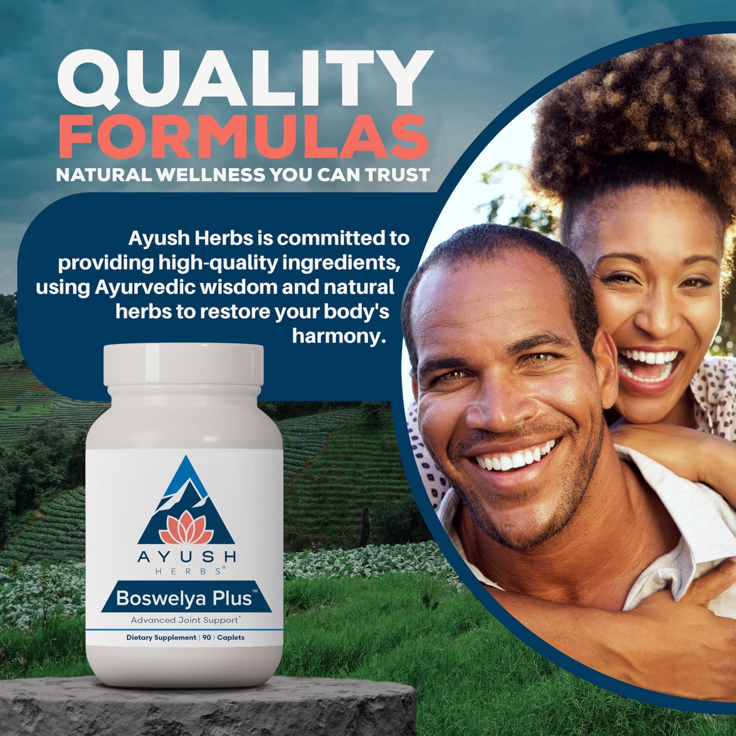 Ayush Herbs Boswelya Plus - Glucosamine Chondroitin Joint Support Supplement, Turmeric Muscle Support for Men & Women, Joint Care with Curcumin - 90 Servings
