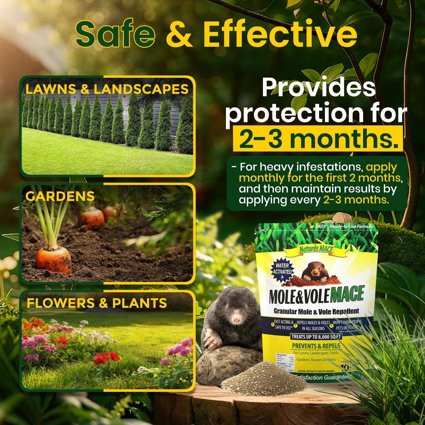 Nature's MACE Mole & Vole MACE – Yard & Garden Granules, Castor Oil Formula, Outdoor Use, Plant & Pet Safe, 160 Fl Oz (Pack of 1)