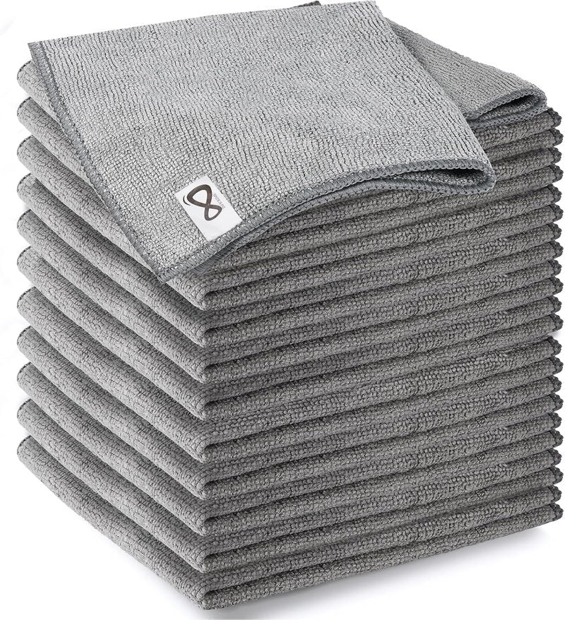 Microfiber Cleaning Cloths - 12 Pack Ultra Absorbent 13x13 Inch Towels | Lint-Free Car Washing Rags, 1200 Washes