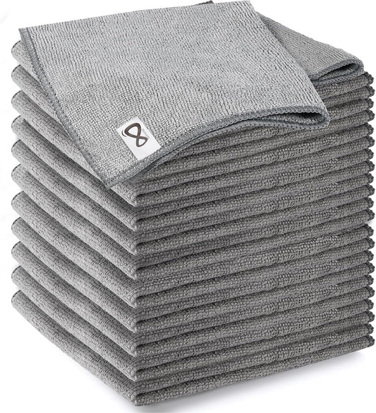 Microfiber Cleaning Cloths - 12 Pack Ultra Absorbent 13x13 Inch Towels | Lint-Free Car Washing Rags, 1200 Washes