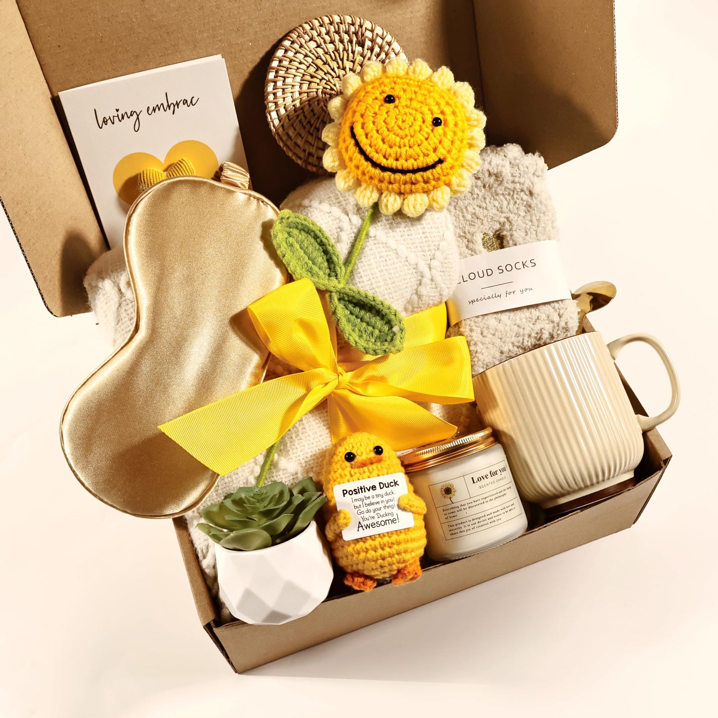 PERFECTMOFEI Get Well Soon Gift Baskets for Women, Unique Birthday Gifts for Women,Sympathy Gifts, Care Package Sending Sunflower Box Thinking of You for Mom Wife Sister Best Friends Teen Girls