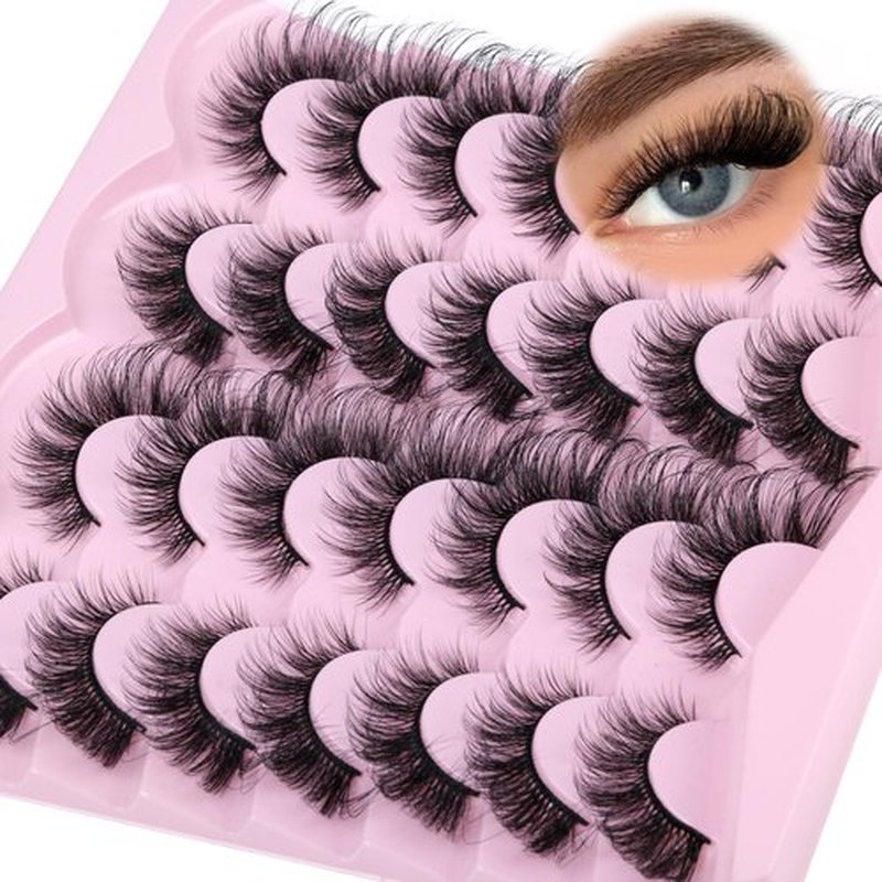 False Eyelashes Cat Eye Lashes Wispy Mink Lashes Natural 14 Pairs Fluffy Fake Eyelashes Pack Strip Lashes Fox Eye False Lashes by TNFVLONEINS