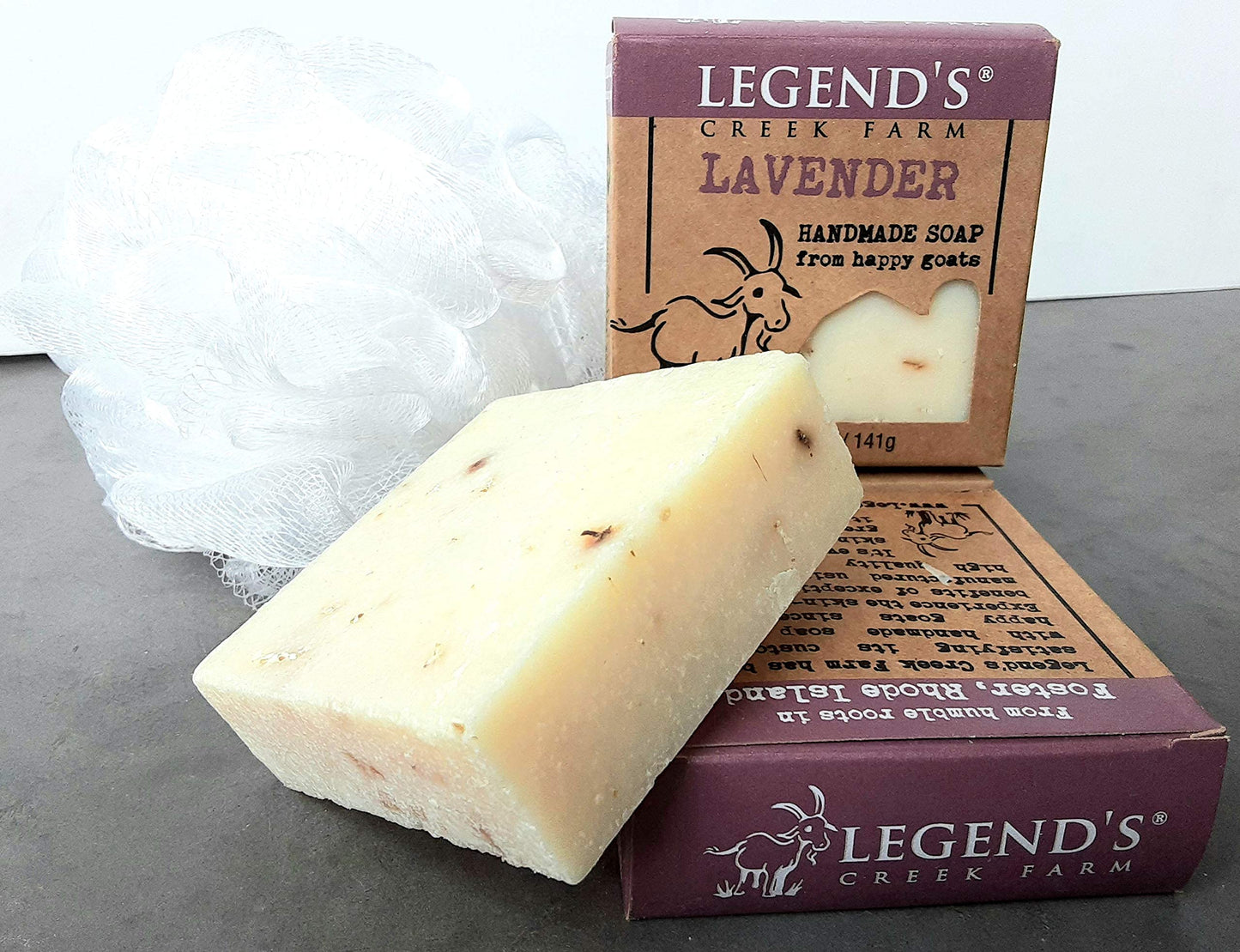 Legend's Creek Farm Goat Milk Soap - Cleansing Moisturizing Bar for Hands and Body - 5 Oz Creamy Lather, Nourishing, Gentle Natural Soap for Sensitive Skin, Handmade in USA (Lavender, Pack of 1)