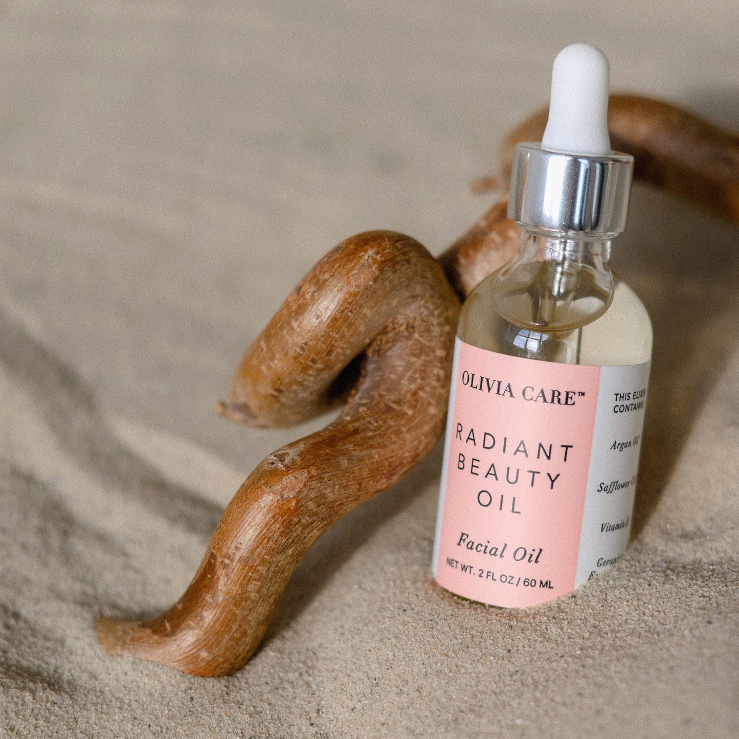 Olivia Care Facial Oil Infused with Argan, Safflower, Vitamin E & Geranium Essential Oil - All Natural - Hydrating, Anti-aging & Antioxidants - Remove Wrinkles & Clear Pores - 2 FL OZ