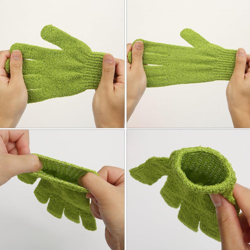 Slick- Exfoliating Gloves, 4 Pcs, Skin Exfoliator for Body, Shower Gloves, Scrub Gloves Exfoliating, Exfoliating Body Scrub Gloves, Loofah Glove, Exfoliation Mitt, Bath Gloves