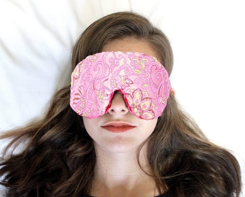 Candi Andi Handmade Opulence Yoga Eye Mask Pillow - Weighted Flaxseed Fill, Unscented, Satin & Velvet, Adjustable Strap - Ideal for Meditation & Restful Sleep -Pinkalicious - TEMF-PI